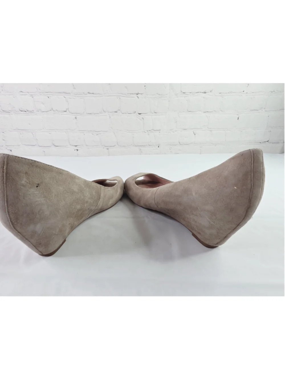 Shoe Box New York Taupe Peep Toe Wedge Women's Size 11 B